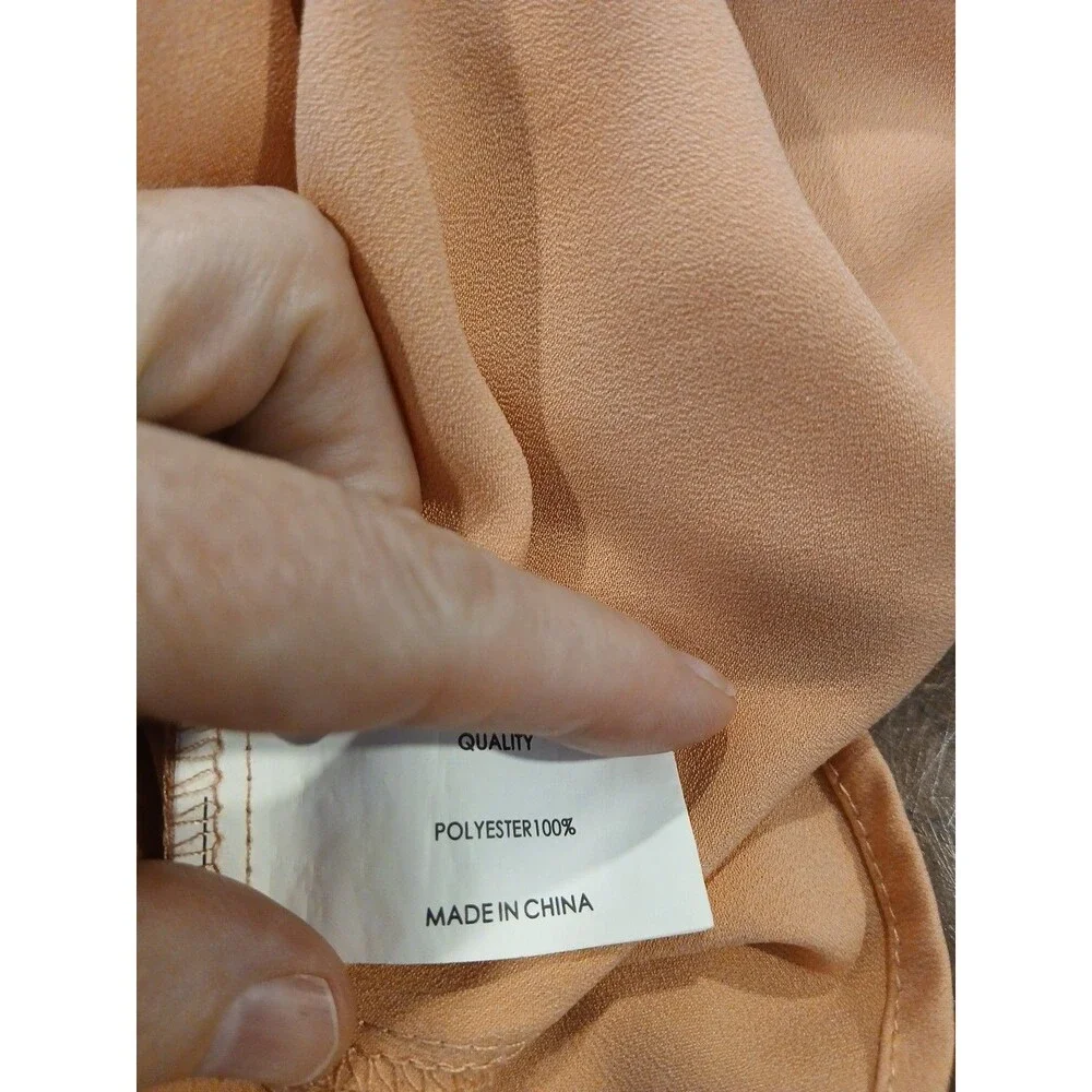 Shilla Womens Play Short Sleeve Round Neck Ruffle Blouse Orange Size XS/S Peach